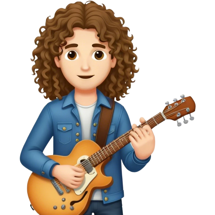 male guitarist with long curly hair emoji