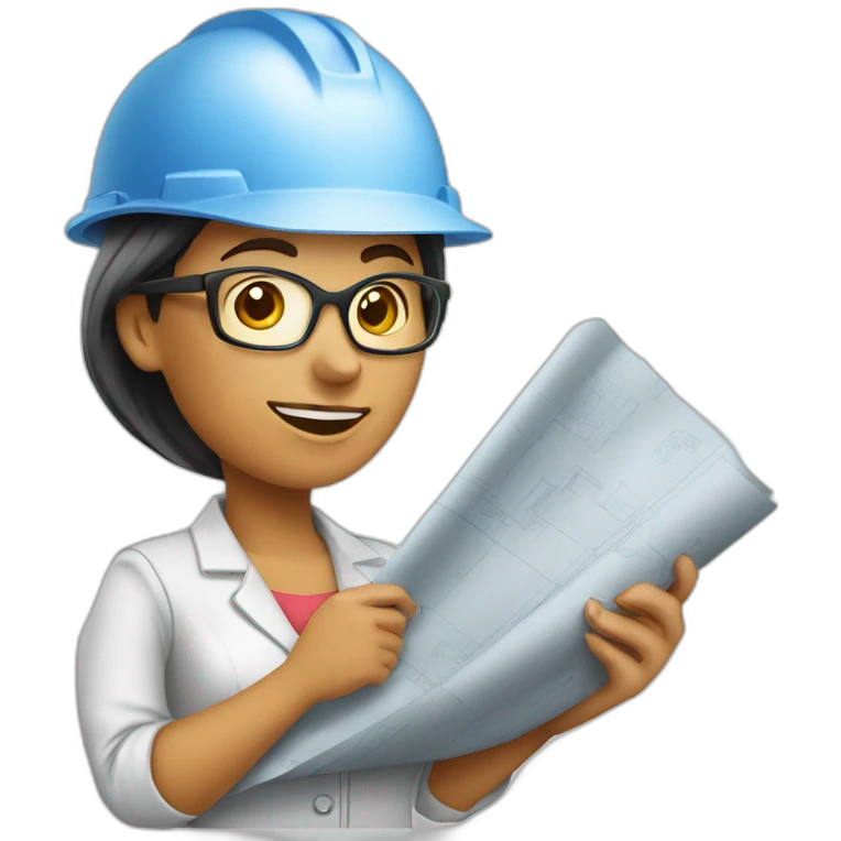 woman profession architect holding blueprints emoji