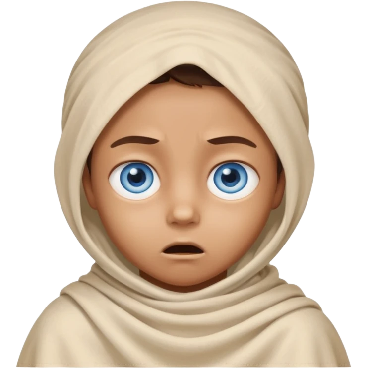blue eyed desert child cowered with creme cloth emoji