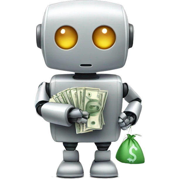 Cute robot with money bags emoji