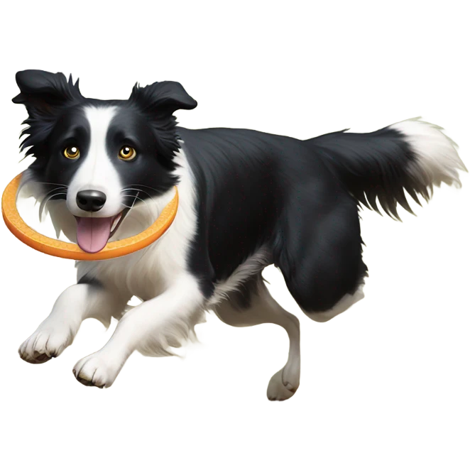 Border collie catching frisbee emoji