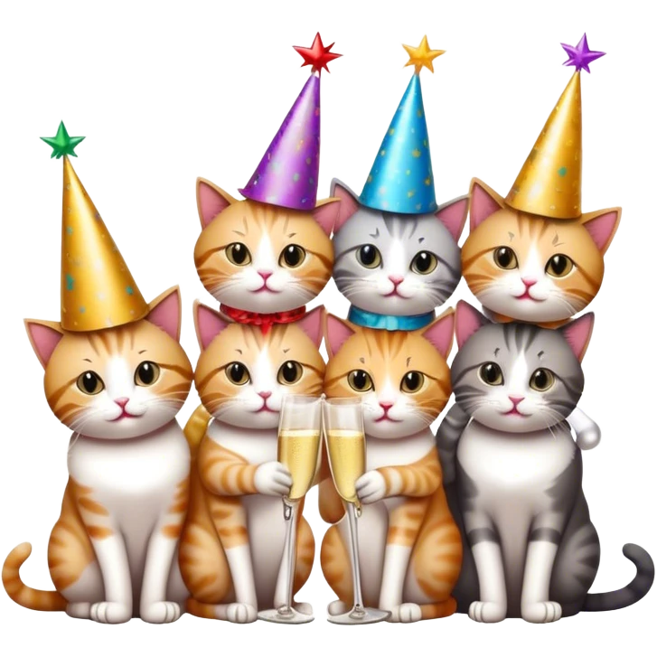 cats cheerings champange  emoji
