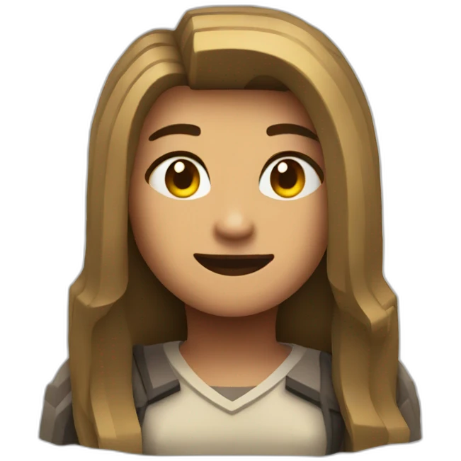 Super confused but happy lady playing Minecraft emoji