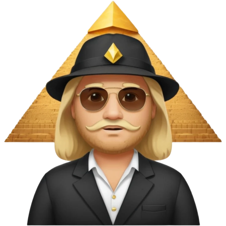 fat male blond long hair agent with short beard in egypt with pyramid.mm emoji