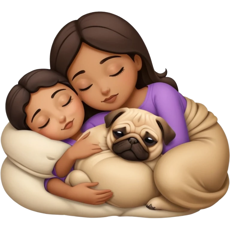 pug with a brown girl sleeping  emoji