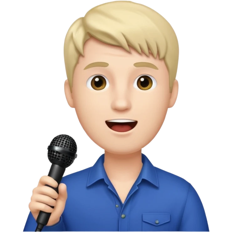 Man singing with microphone in his hand, spring background  emoji