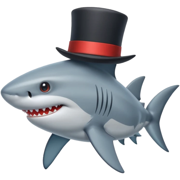 Shark with a top hat emoji