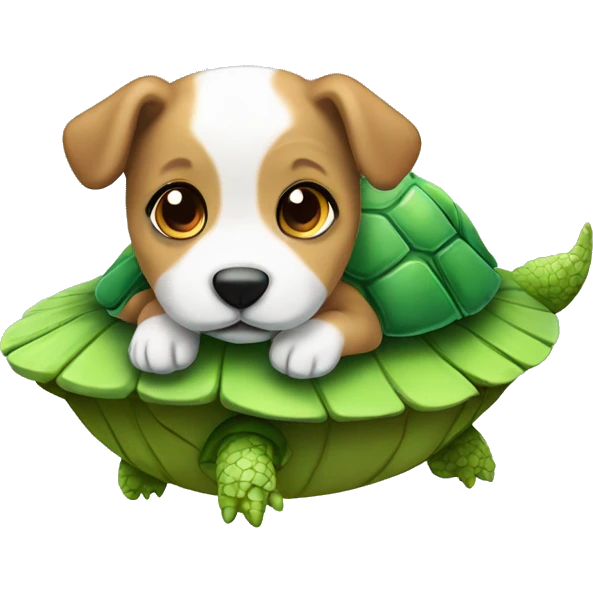Puppy floating on a turltle emoji