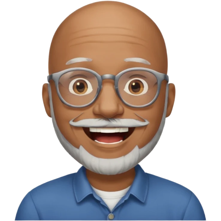bald headed brown man gray beard glasses laughing emoji