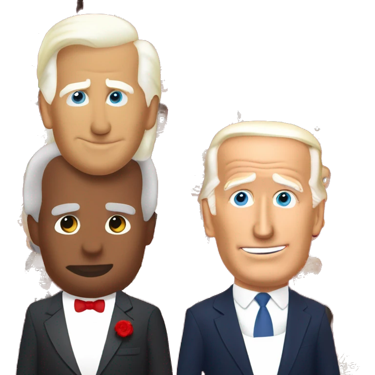 Donald Trump and Joe Biden in a kick line in red cocktail dresses  emoji