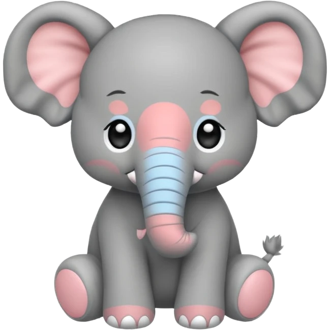 Chibi style Plush elephant emoji