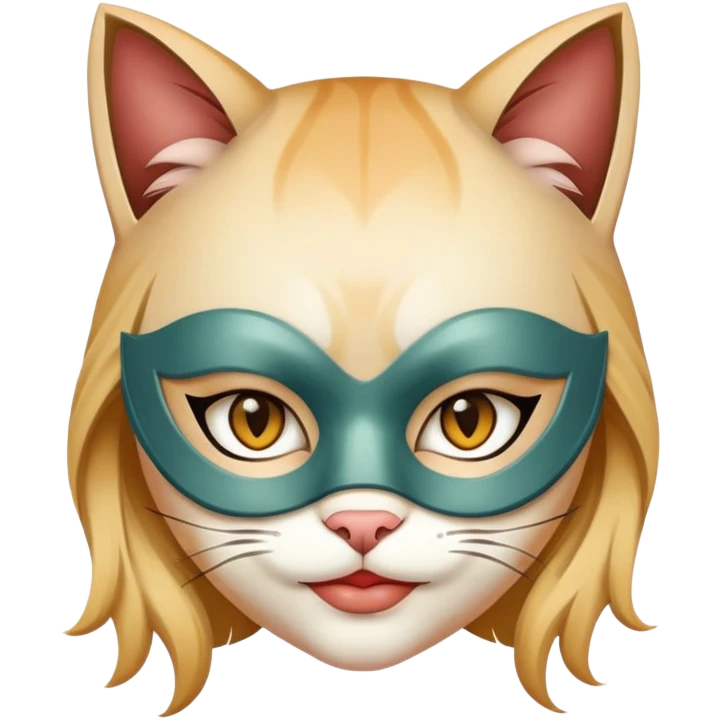 Girl wearing a cat mask emoji