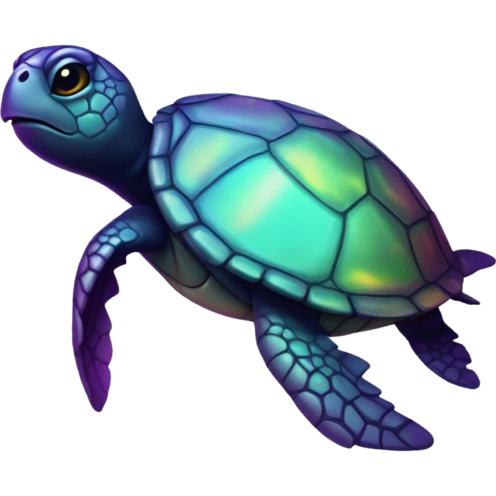 Dark iridescent sea turtle glowing emoji