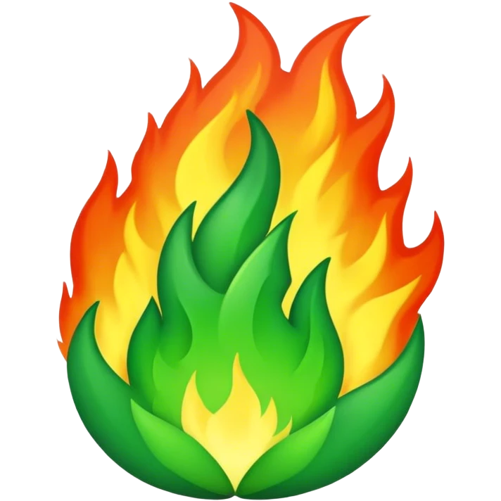 Cinematic Realistic full green fire emoji