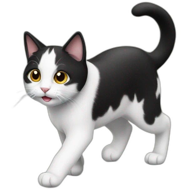 Black and white cat walking emoji