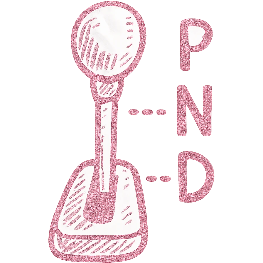 hand-drawn style pink gear stick with 3 settings icon emoji
