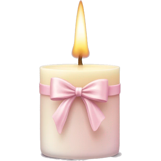 vanilla scented candle with light pink bow emoji