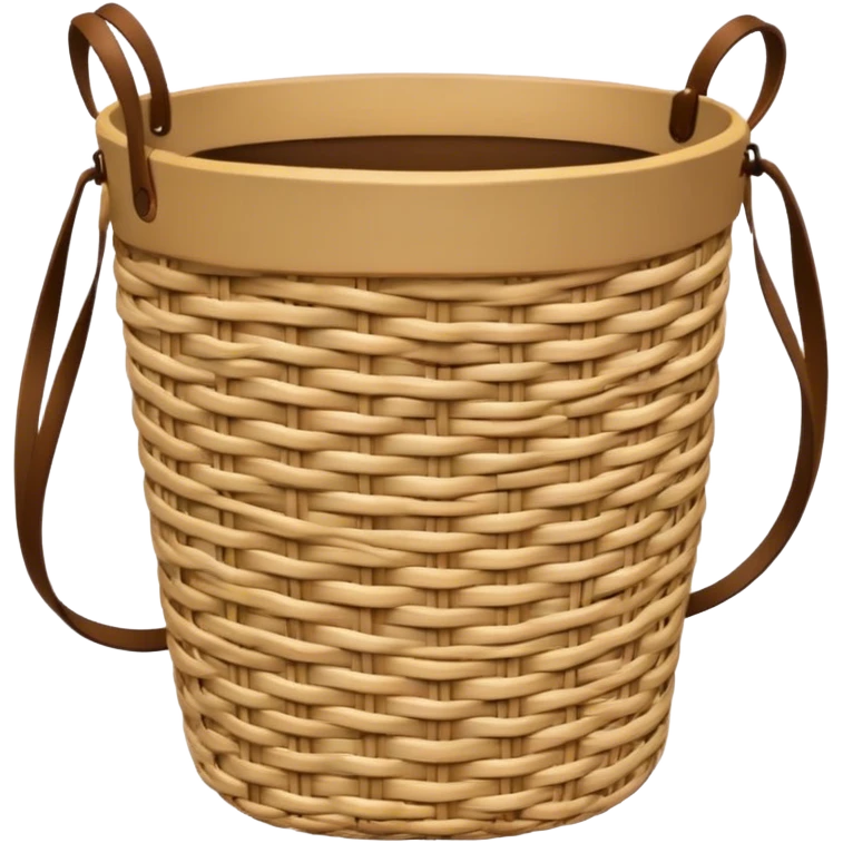 beige rattan bucket bag emoji