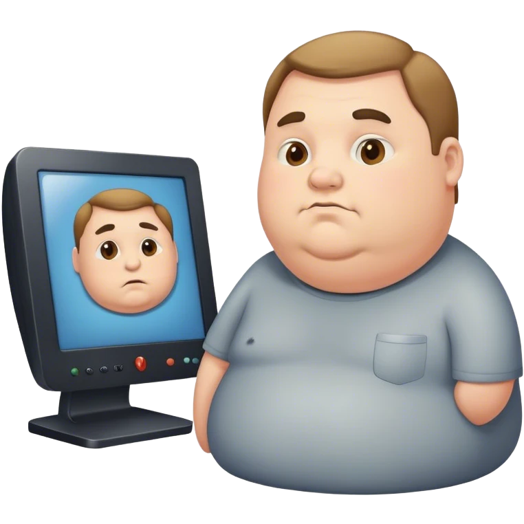 Fat guy looking at monitor emoji