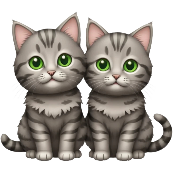 Two grey tabby kittens one fat one thin emoji