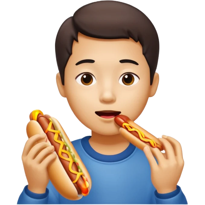 A Chinese boy eating a dog emoji