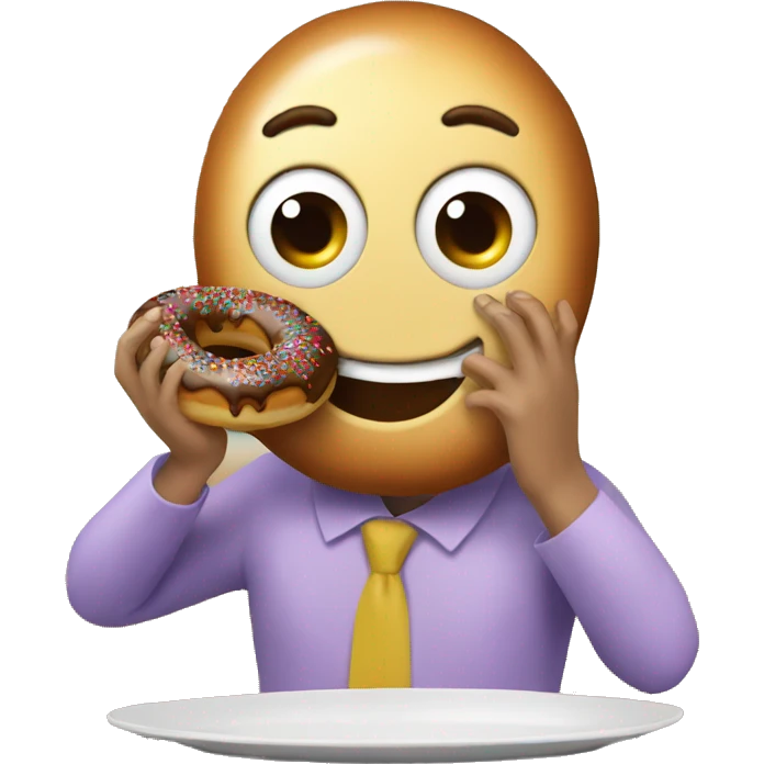 donut eating a pudding emoji