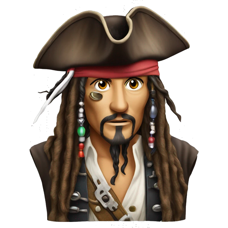 photorealistic jack sparrow looks binoculars emoji