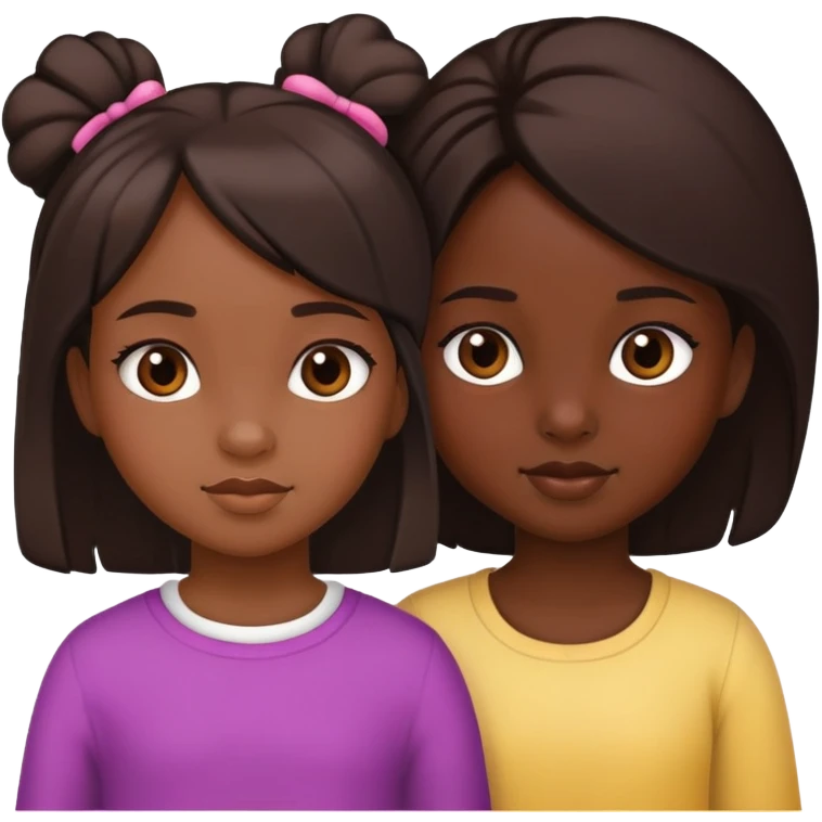 happy 2 girls with dark-skinned little cute girl  emoji