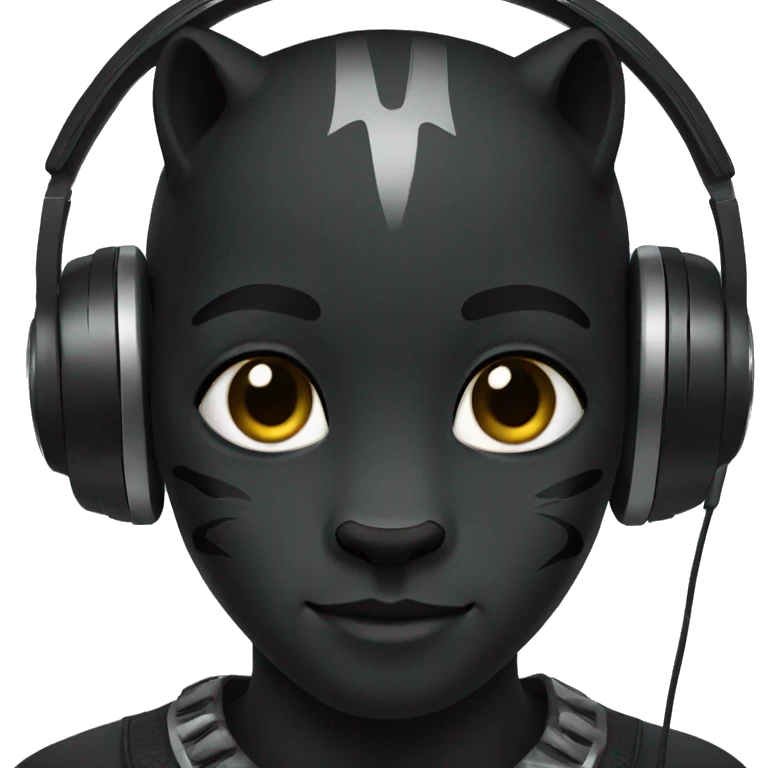 black panther wearing headphones emoji