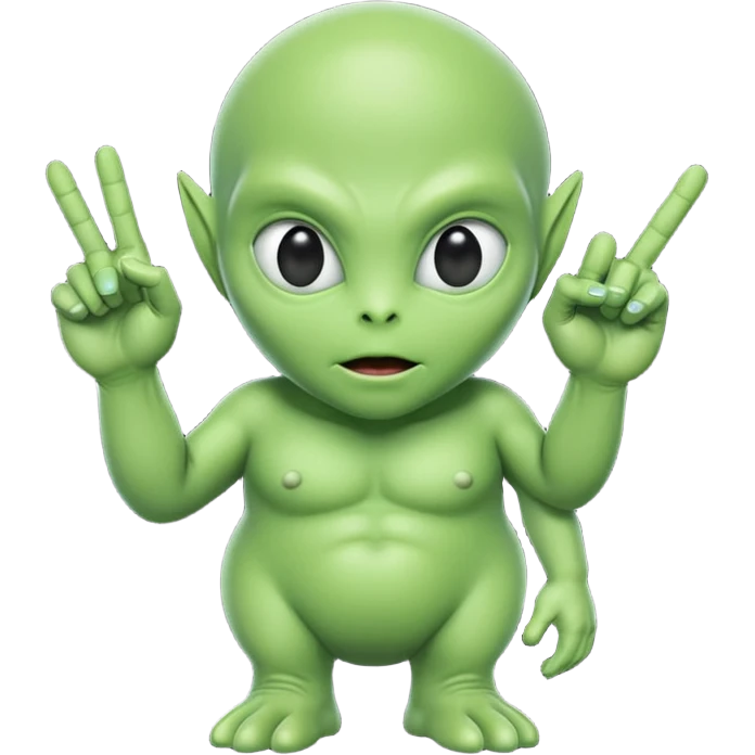 Alien with middle finger with big butt emoji