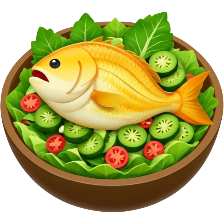 buatkan emoji salad namun berbentuk ikan 🐟 yang chubby untuk discord emoji tentang mancing untuk announcement  emoji