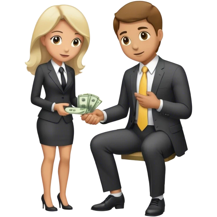 Man on knees handing women money  emoji