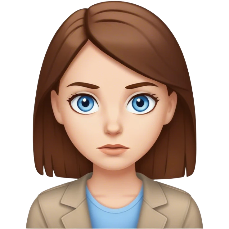 White girl blue eyes brown hair telling news with attitude  emoji