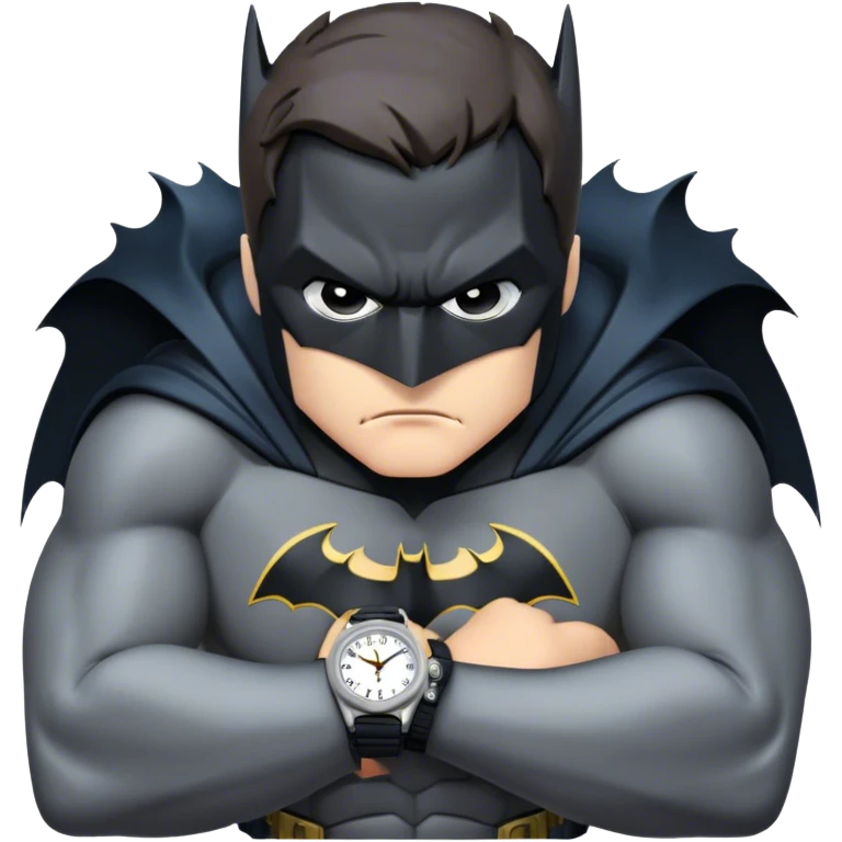 Batman looking stressed with watch emoji