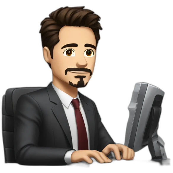 tony stark con una computadora emoji