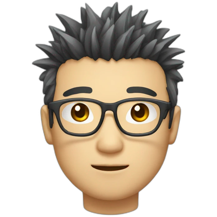 glasses, short hair, spiky hair, square face, asia, male emoji