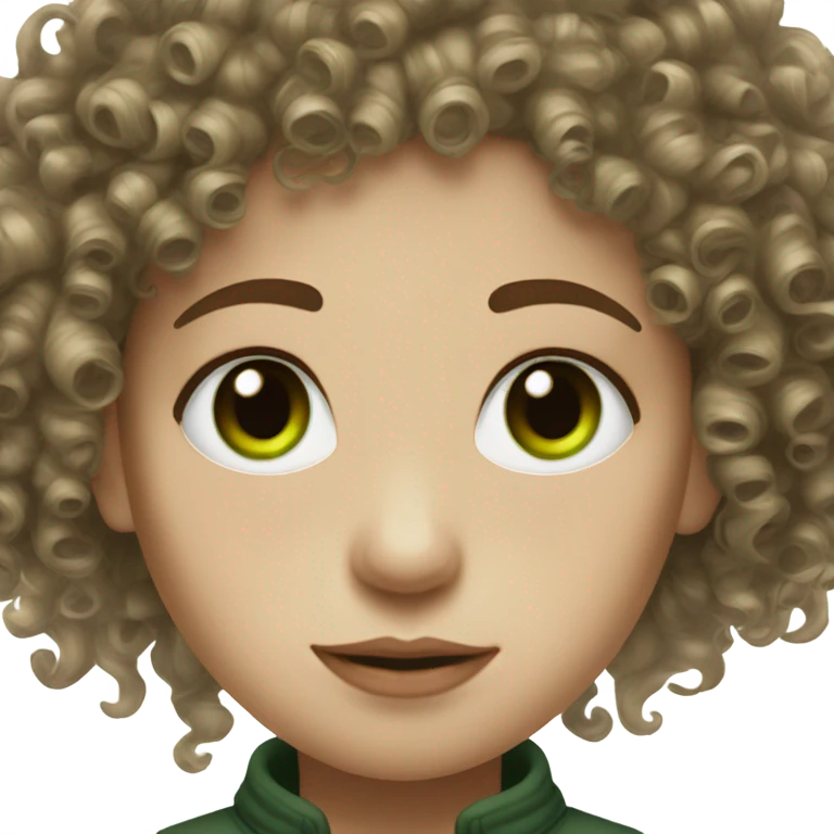90s emo curly hair girl white skin with brown hair and green eye emoji