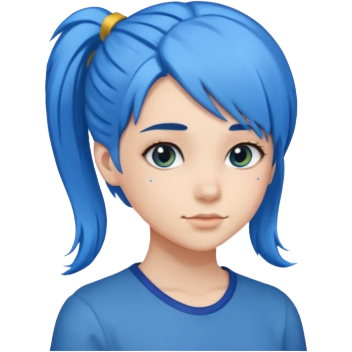 chica con pelo azul colita de costado emoji
