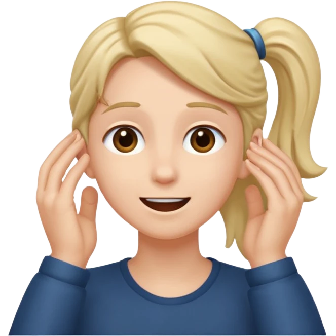 I need an emoji that tucks her hair behind her ear and slightly chuckles and looks up emoji