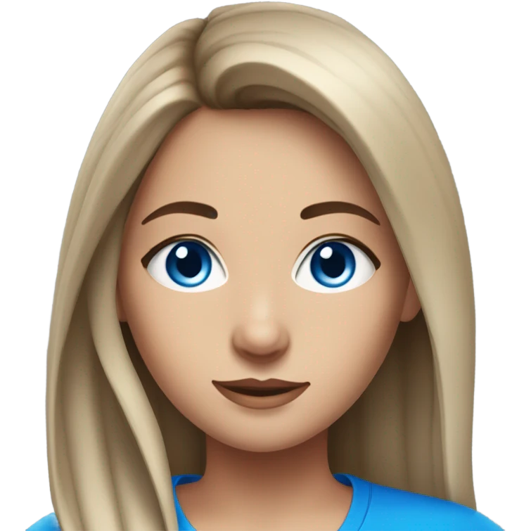 Realistic brunette girl with bright blue eyes wearing gym clothes  emoji