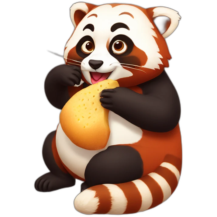 Fat red panda eating emoji