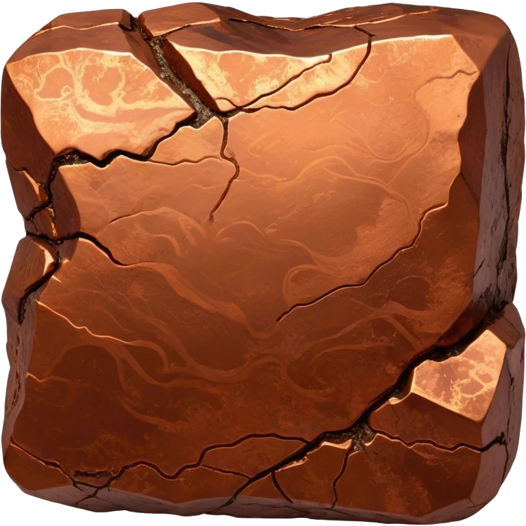 Cinematic Realistic Copper Ore, Warm and earthy, with rich, reddish-brown hues and intricate swirls of natural patterns across the rough, raw surface. The metal catches light with a gentle, glowing shimmer, exuding a rustic, organic charm. Soft glowing outline, capturing the essence of earthy elegance and natural beauty in raw copper ore. emoji