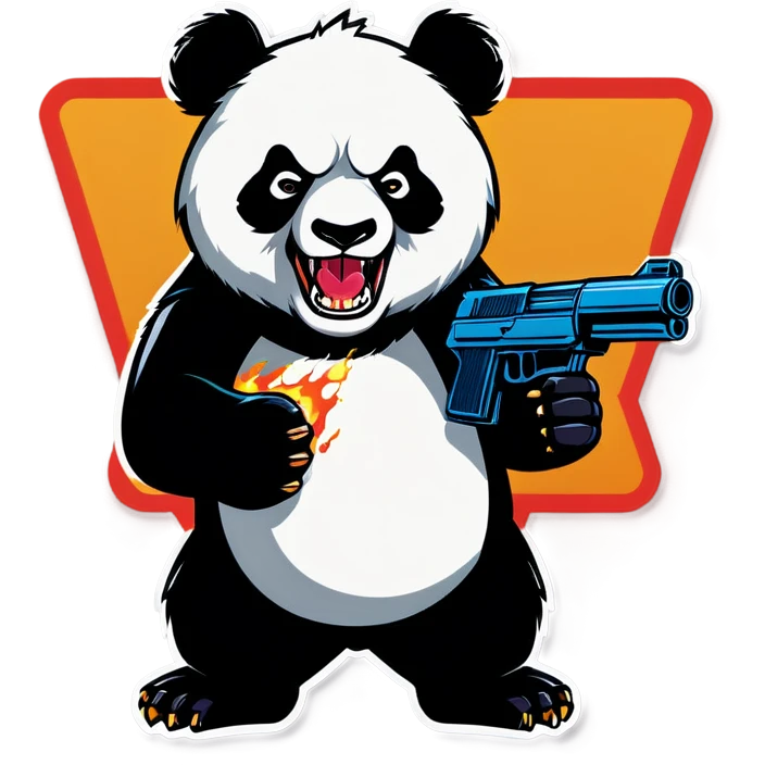 Angry Panda holding a gun emoji