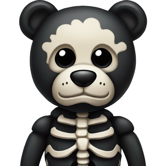 Black skeleton teddy bear emoji