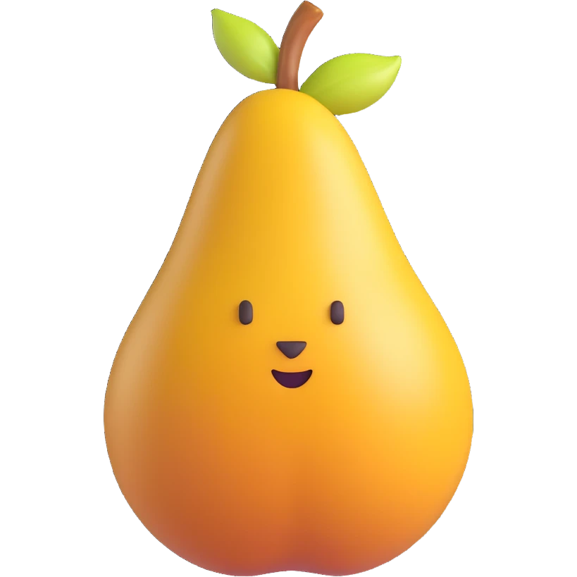 halved poached pear in light syrup, soft golden-yellow flesh with gentle sheen and smooth texture, rounded shape with visible hollowed core and curved top, slight syrup pooling or glaze effect to suggest moisture, clean 3D rendering, soft lighting, subtle shadowing, emoji scale emoji