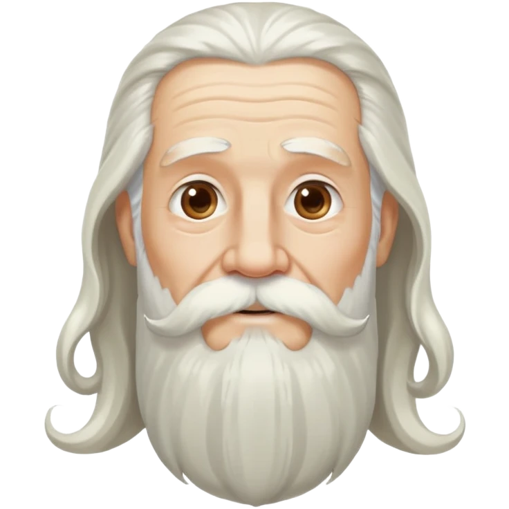 God, elderly man with flowing white hair, long beard and white mustache, heavenly emoji