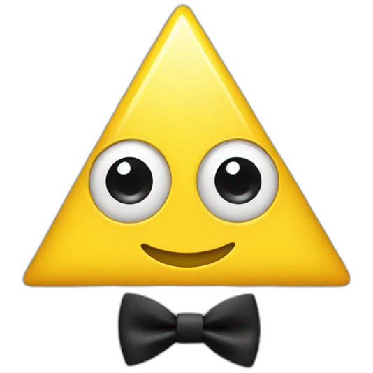 Yellow triangle with eye and black bow tie and black hat emoji