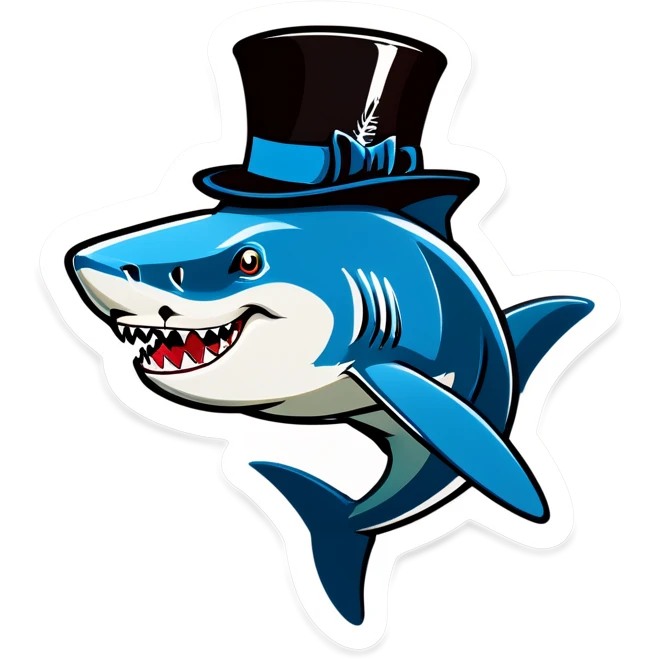 Shark with a top hat emoji