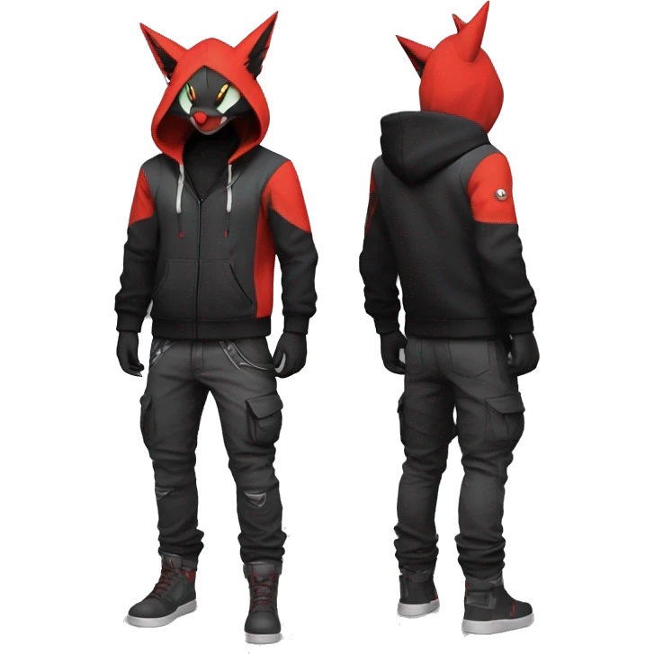 Dark Anthro Cool Noivern-Litten-Zangoose-Pokémon Punk Techwear Hoodie Cargo Collar Full Body emoji