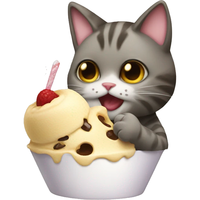 cat eats icecream emoji